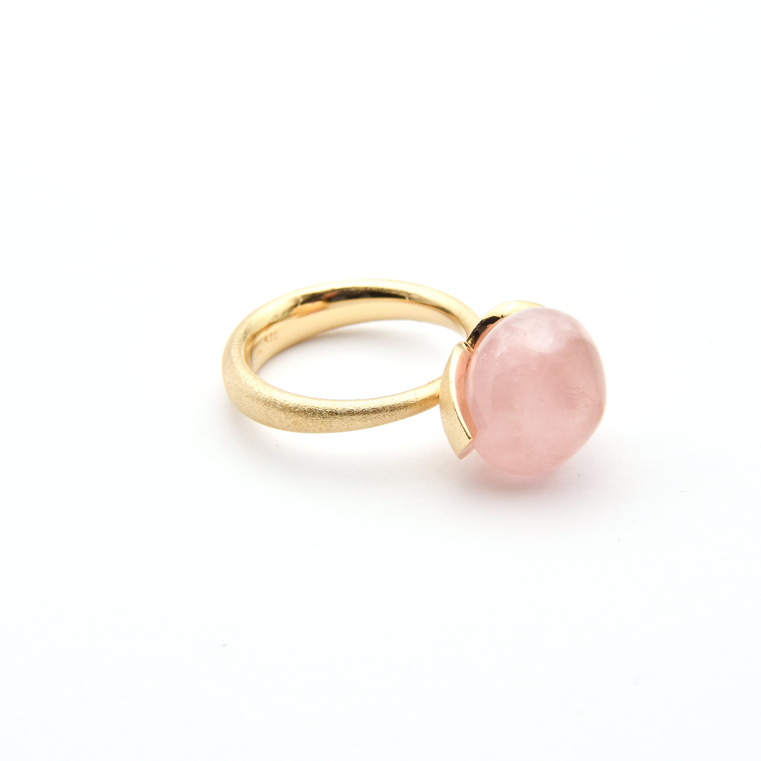 Dolce Bague "big" avec quartz rose 925/-