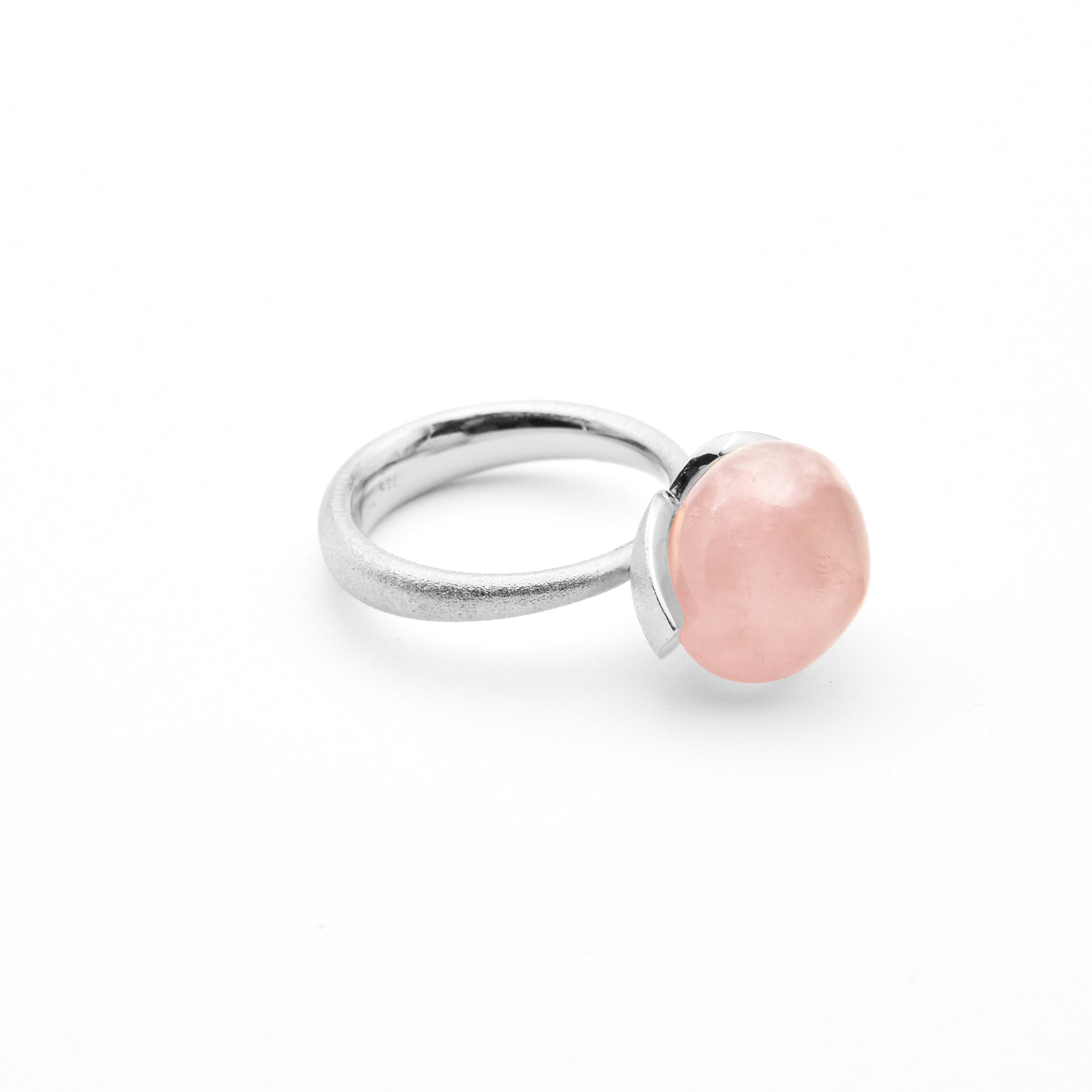 Dolce Bague "big" avec quartz rose 925/-