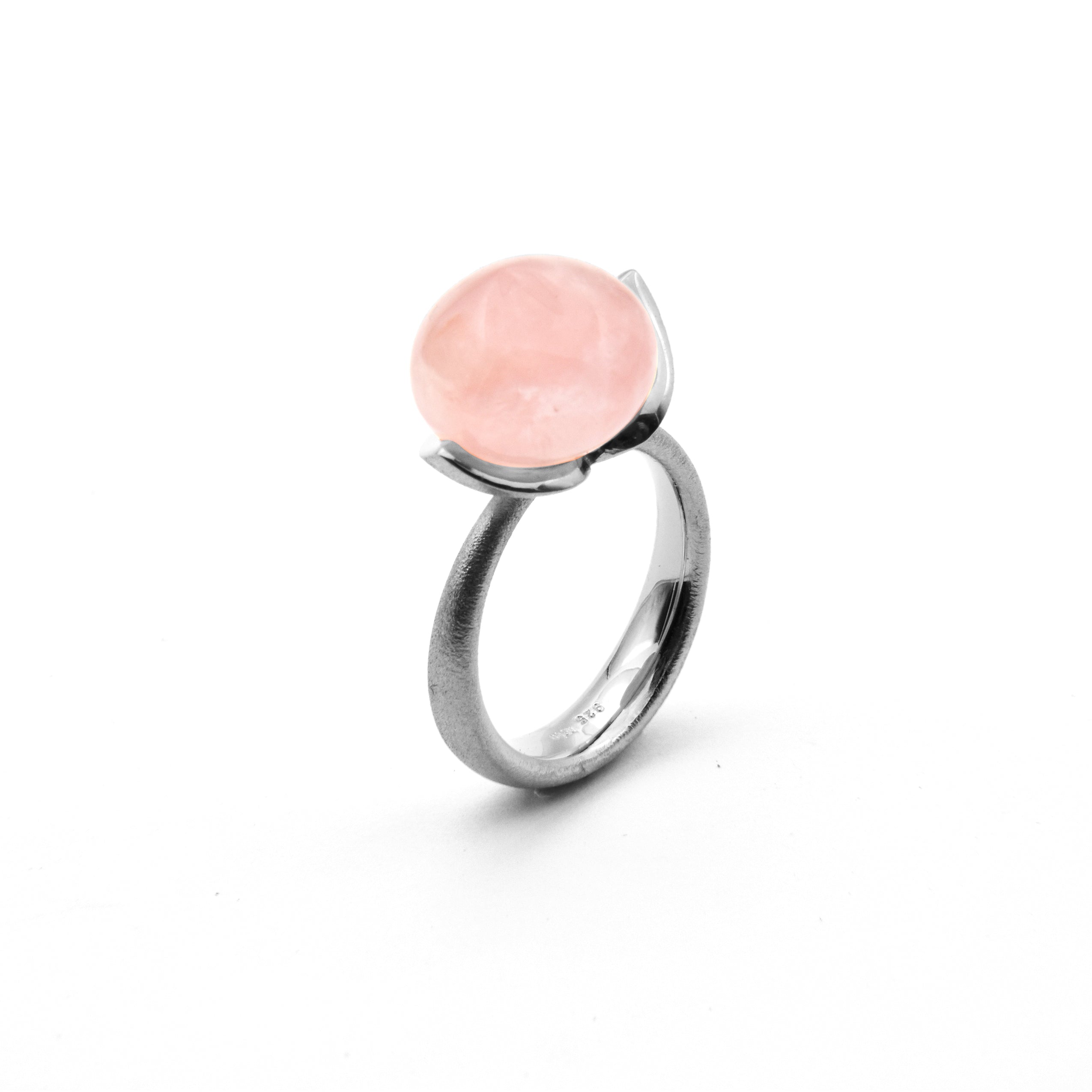 Anello Dolce "grande" con quarzo rosa 925/-