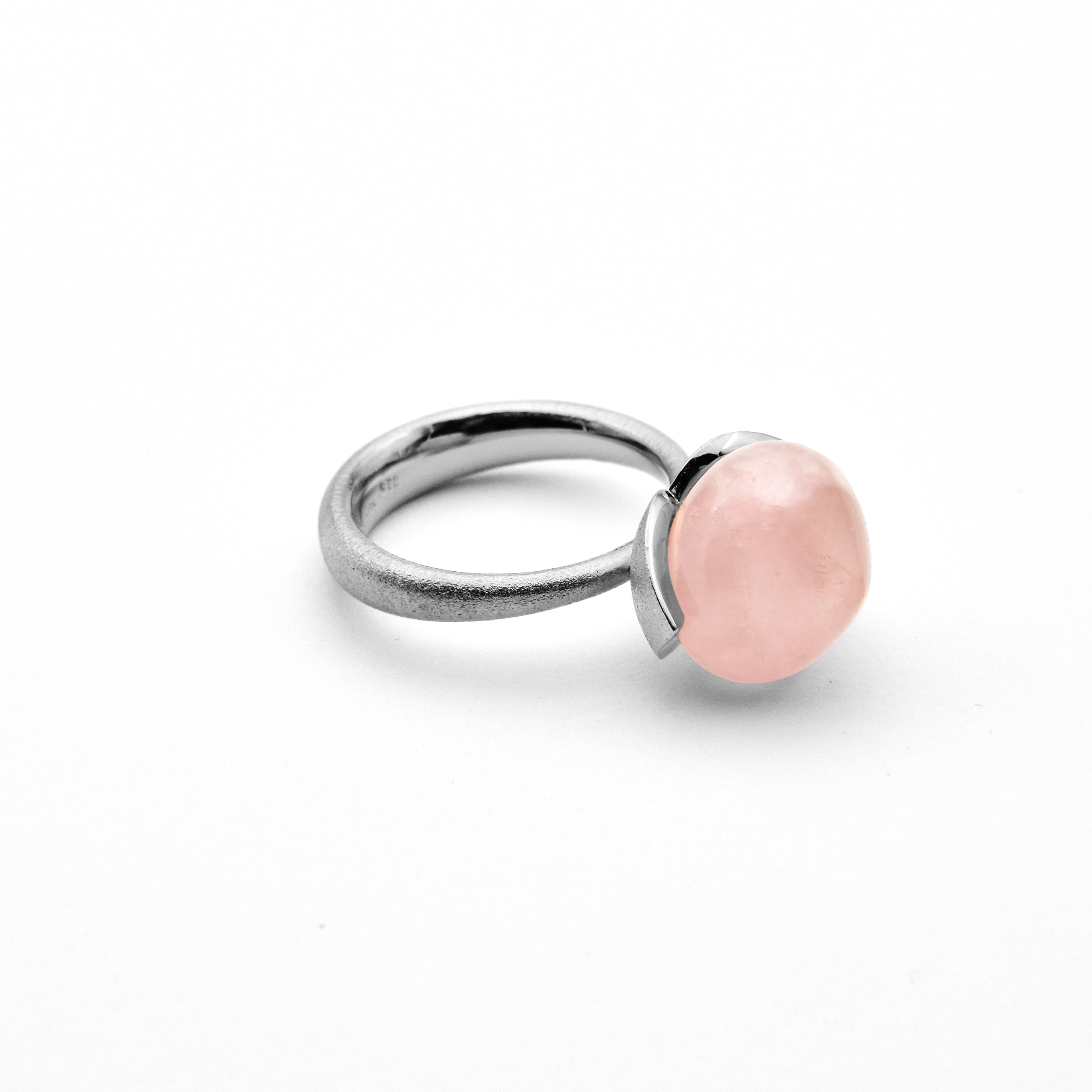 Anello Dolce "grande" con quarzo rosa 925/-