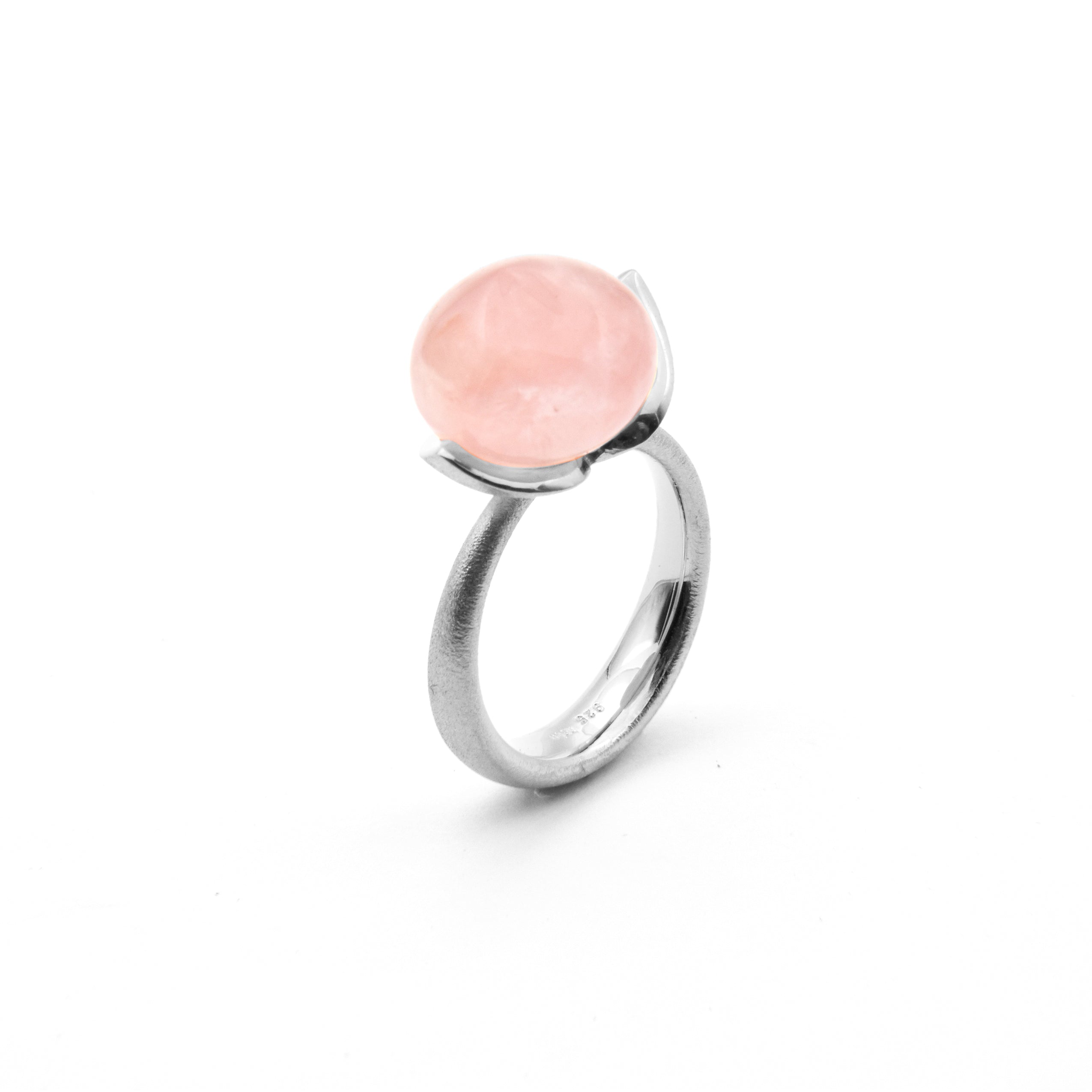 Dolce Bague "big" avec quartz rose 925/-